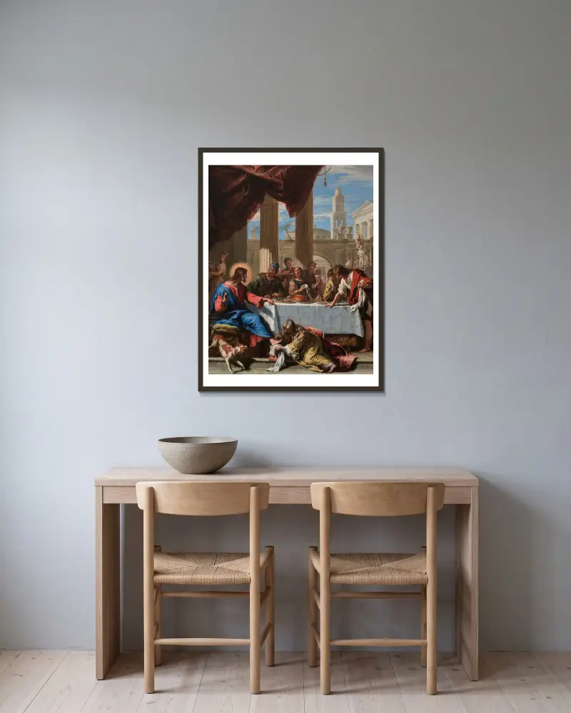 Christ in the House of Simon the Pharisee av Sebastiano Ricci inramad på en vägg