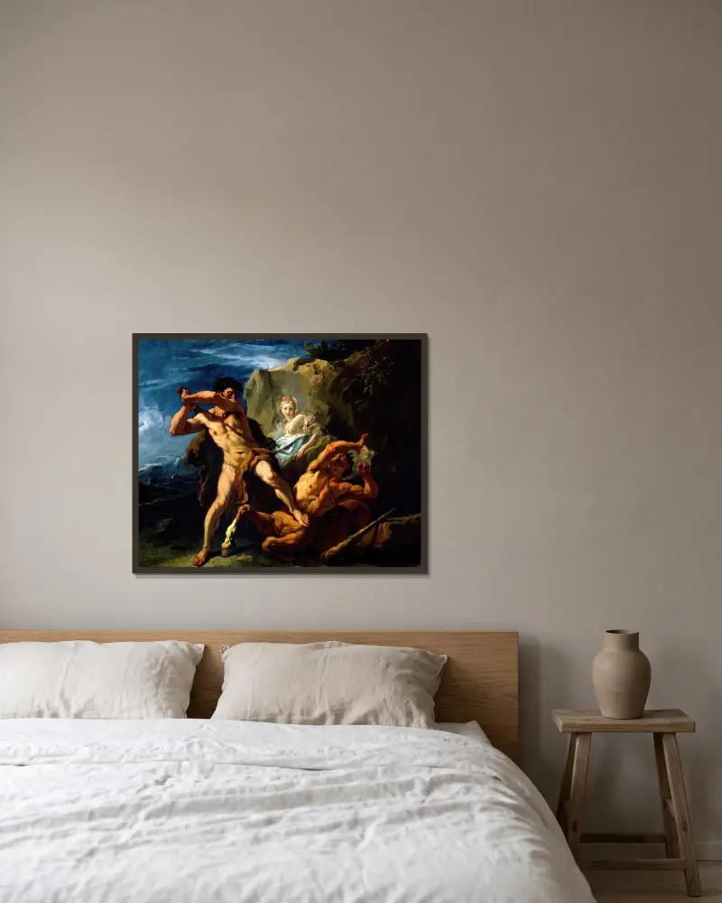Herkules tötet den Kentauren Nessos von Sebastiano Ricci gerahmt an einer Wand