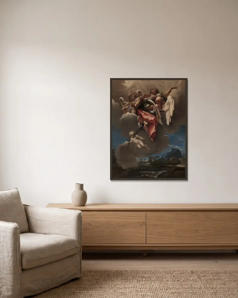 Study for ‘An Apotheosis of a Saint’ (for San Bernardino dei Morti, Milan) av Sebastiano Ricci inramad på en vägg