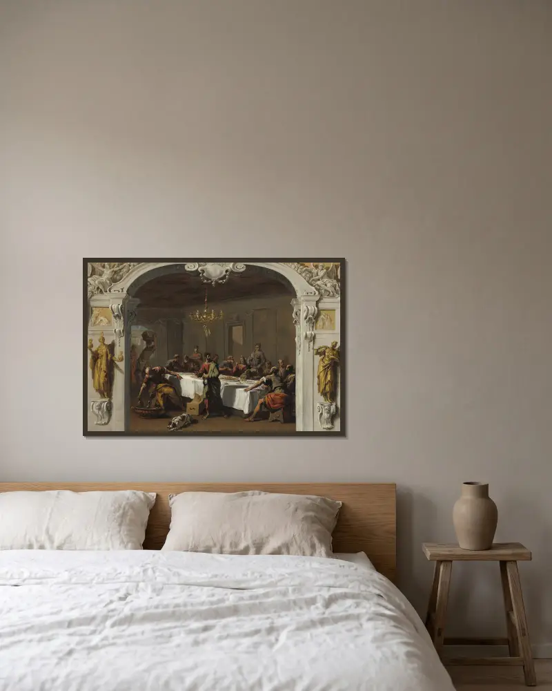 Das Abendmahl von Sebastiano Ricci gerahmt an einer Wand