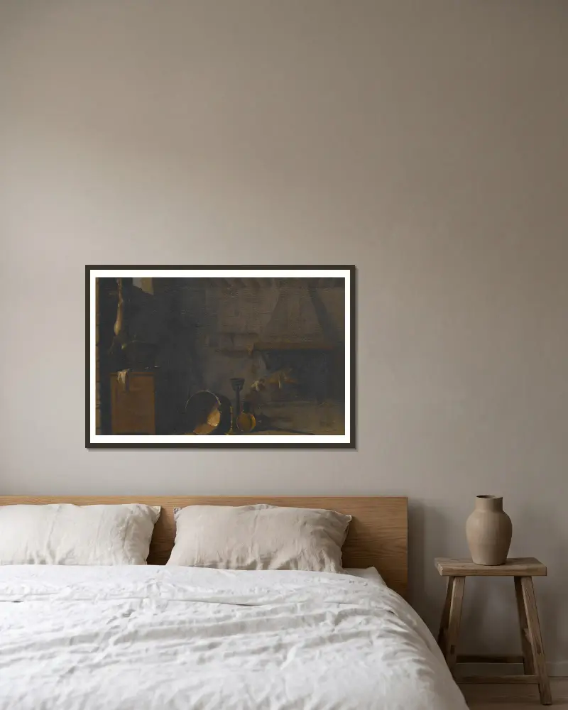 Küche mit Hase von Sébastien Bourdon gerahmt an einer Wand