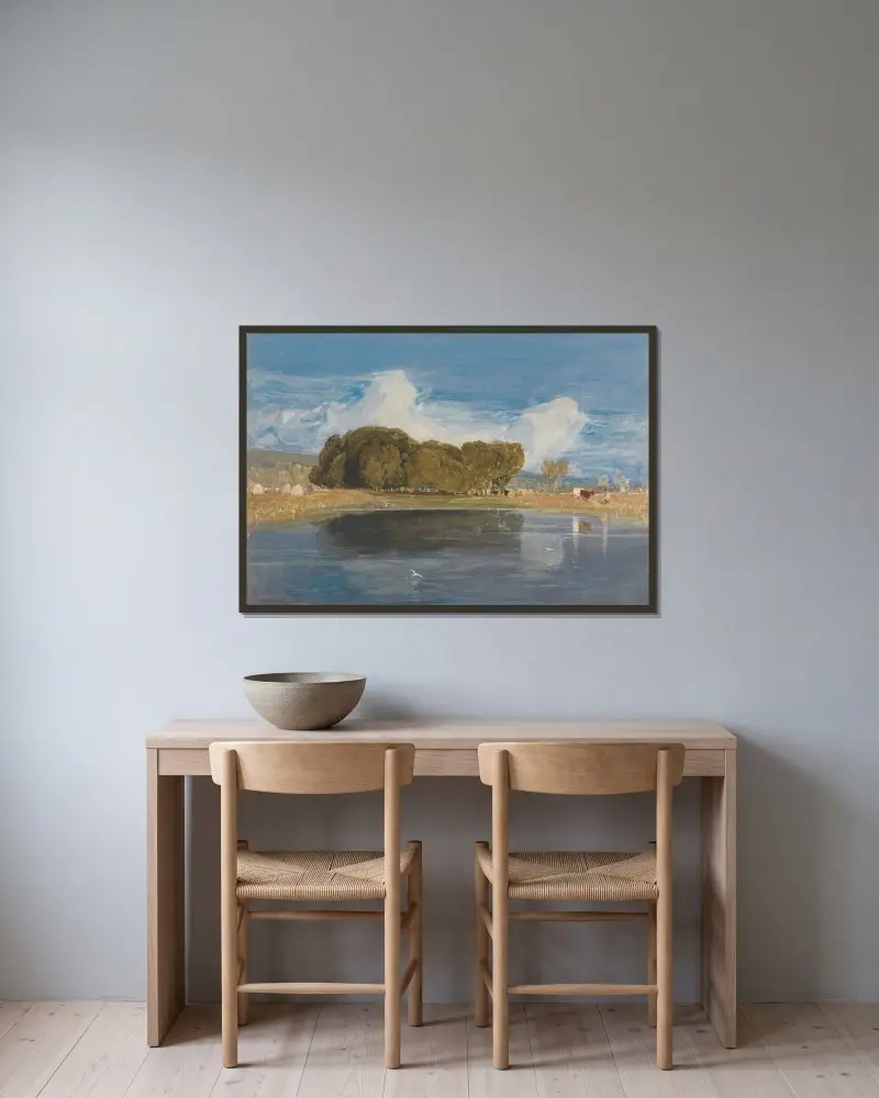 En sommardag av John Sell Cotman inramad på en vägg