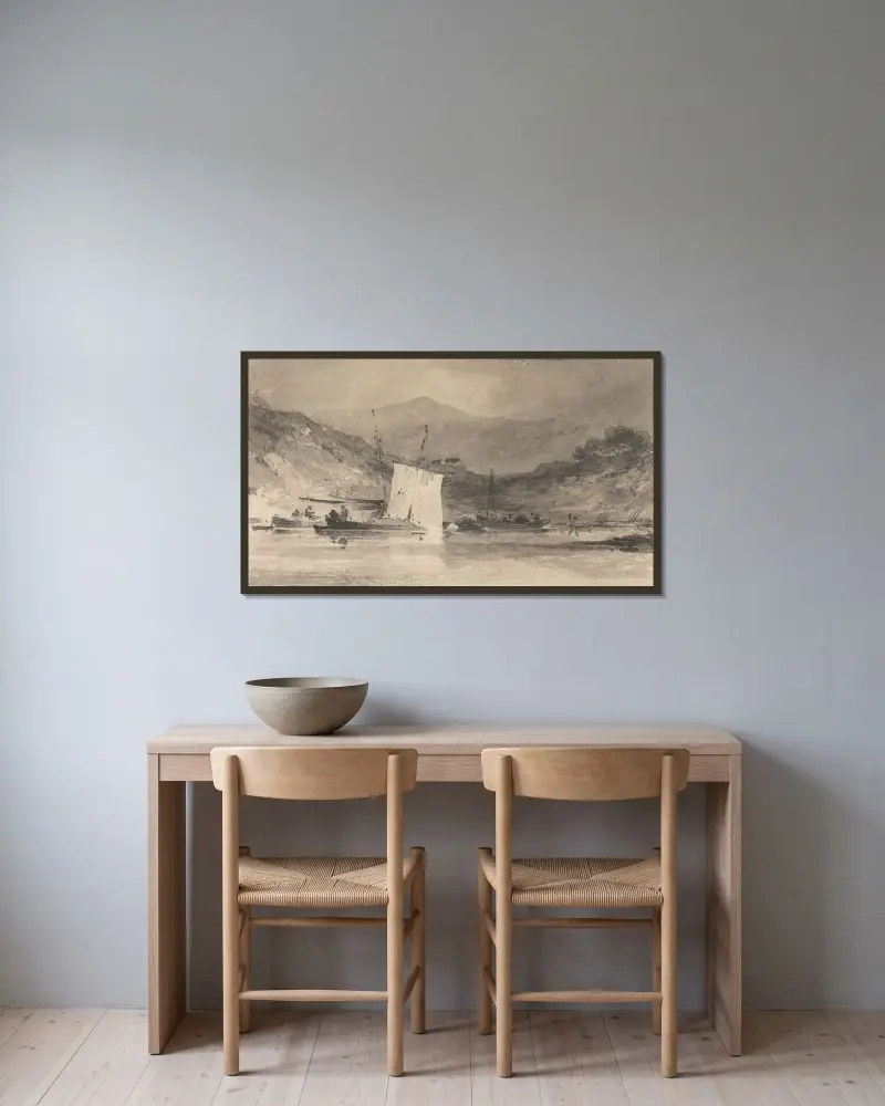 Cader Idris från Mawddach-estuariet ovanför Barmouth av John Sell Cotman inramad på en vägg