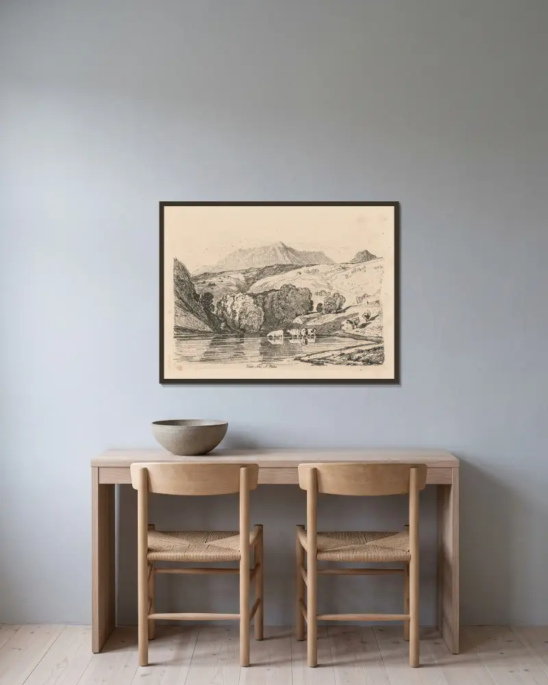 Cader Iris, North Wales, John Sell Cotman v rámu na stěně