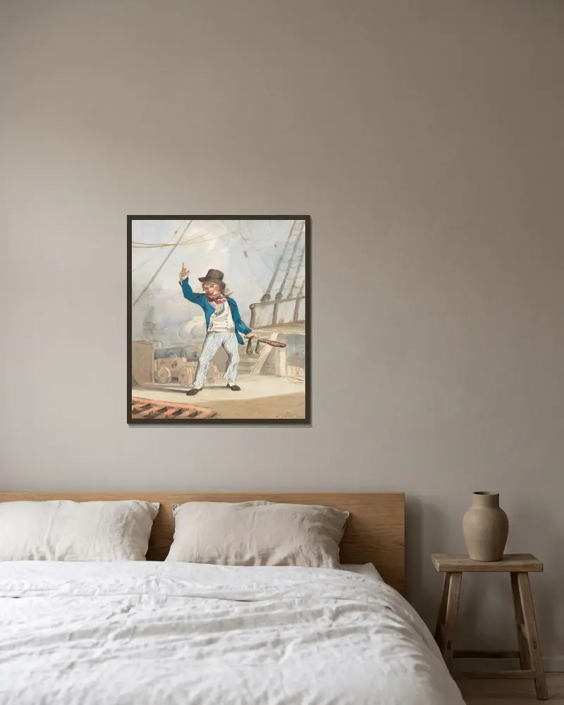 Karikatyrd av sjöman (en av tre) av John Sell Cotman inramad på en vägg