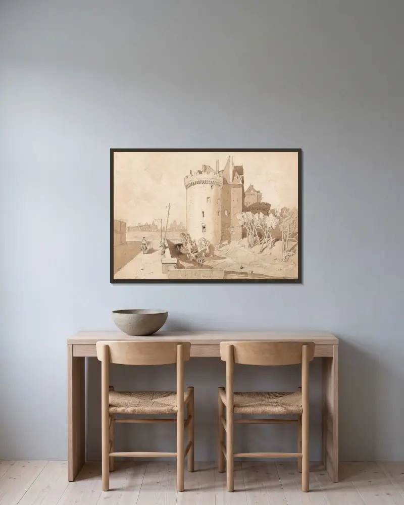 Slottet i Alençon av John Sell Cotman inramad på en vägg