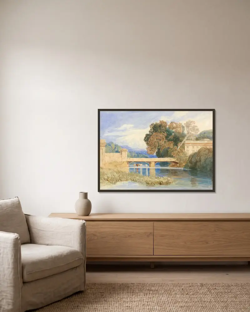 Château Navarre nära Évreux, Normandie av John Sell Cotman inramad på en vägg