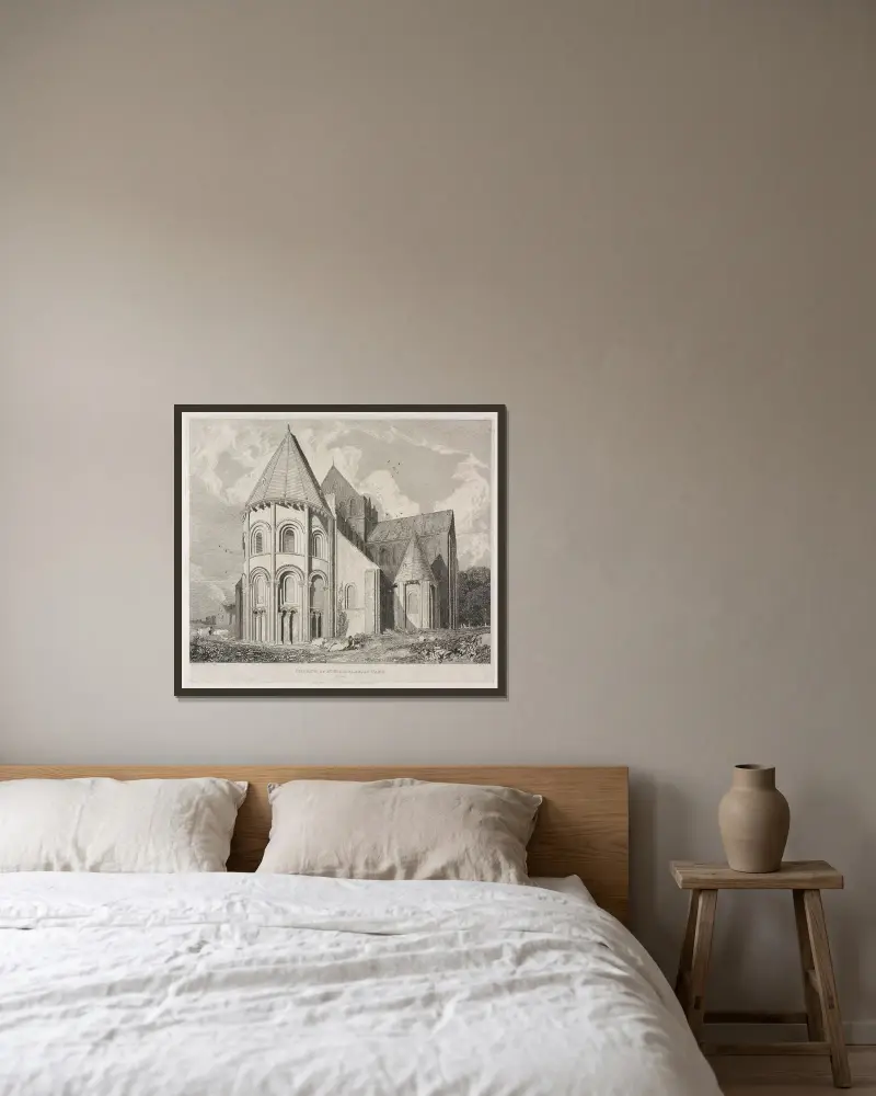 Kyrkan St. Nicholas i Caen av John Sell Cotman inramad på en vägg