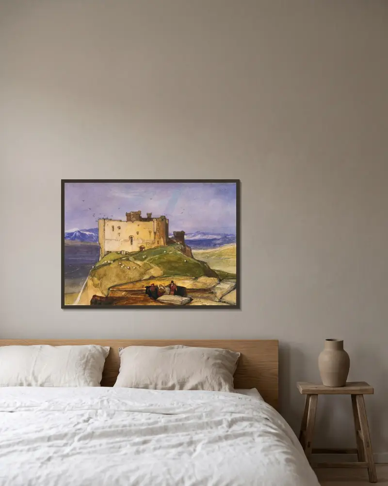Harlech Castle av John Sell Cotman inramad på en vägg