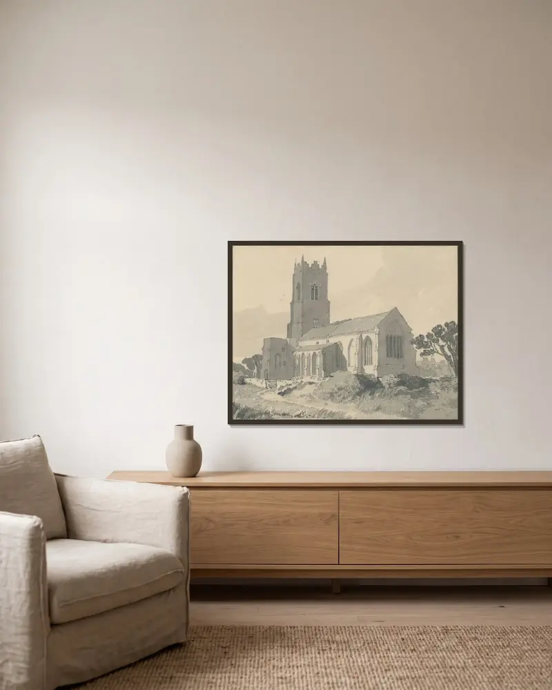 Ingham Church, Norfolk av John Sell Cotman inramad på en vägg