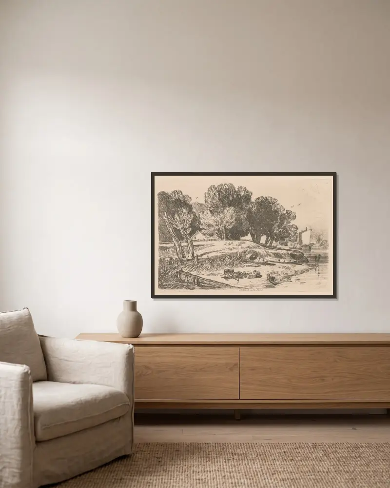 Millbank nad Tamizą, John Sell Cotman w ramie na ścianie