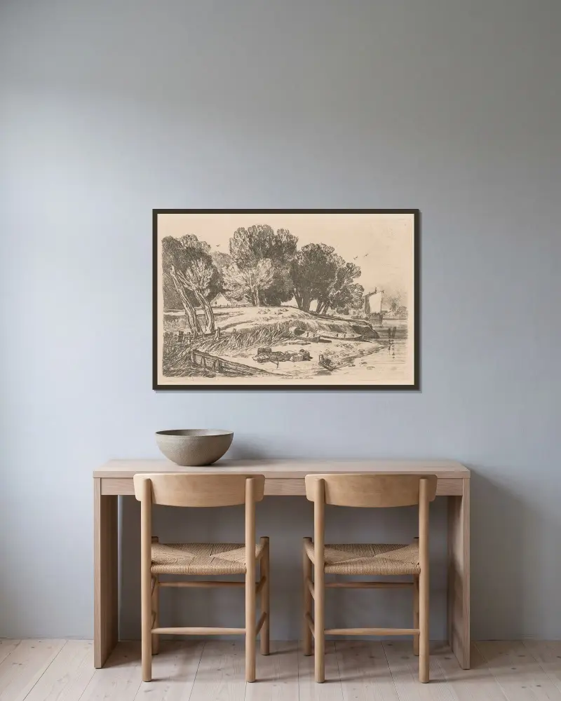 Millbank nad Tamizą, John Sell Cotman w ramie na ścianie