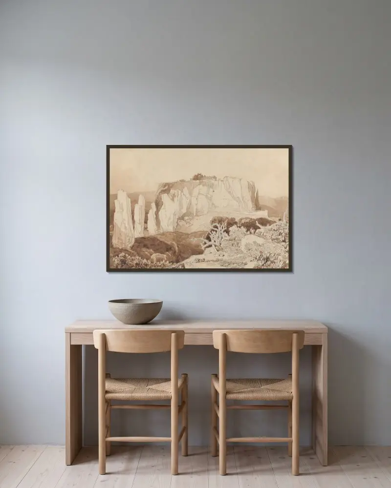 Mortain, Normandy av John Sell Cotman inramad på en vägg