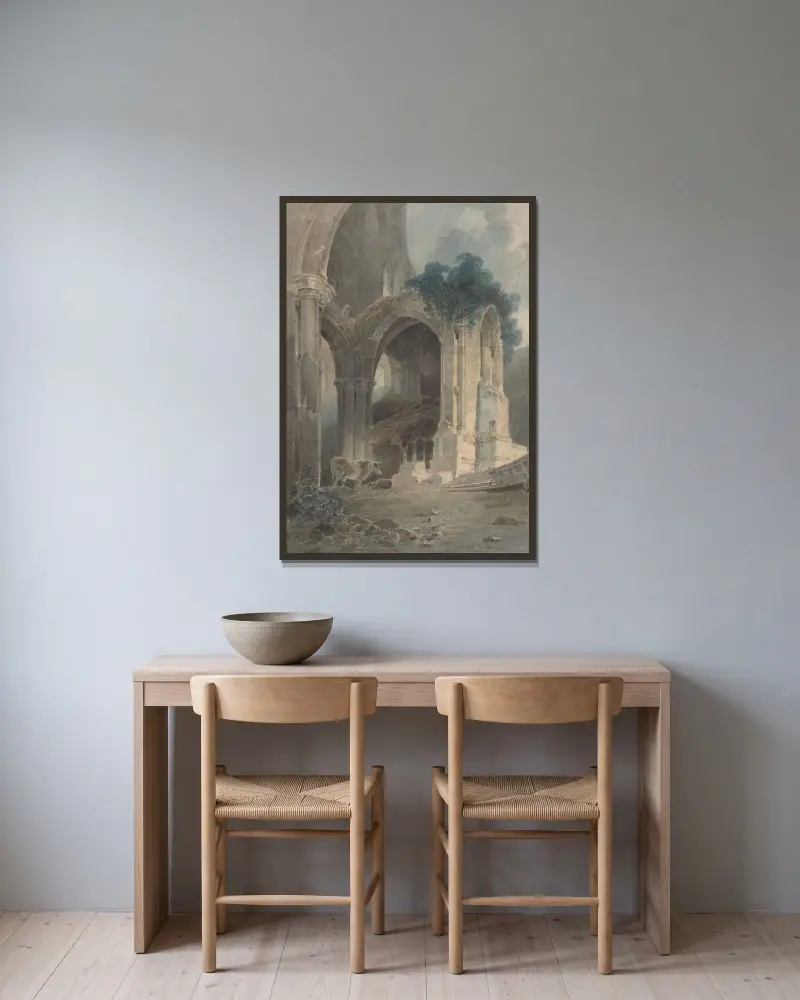 Rievaulx Abbey, Yorkshire av John Sell Cotman inramad på en vägg