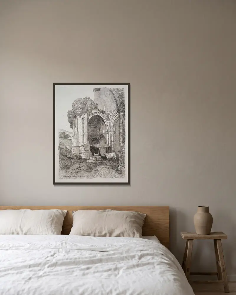 Rievaulx Abbey, Yorkshire av John Sell Cotman inramad på en vägg