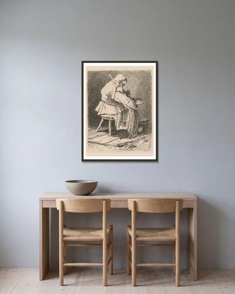 Skizze nach Rembrandt von John Sell Cotman gerahmt an einer Wand