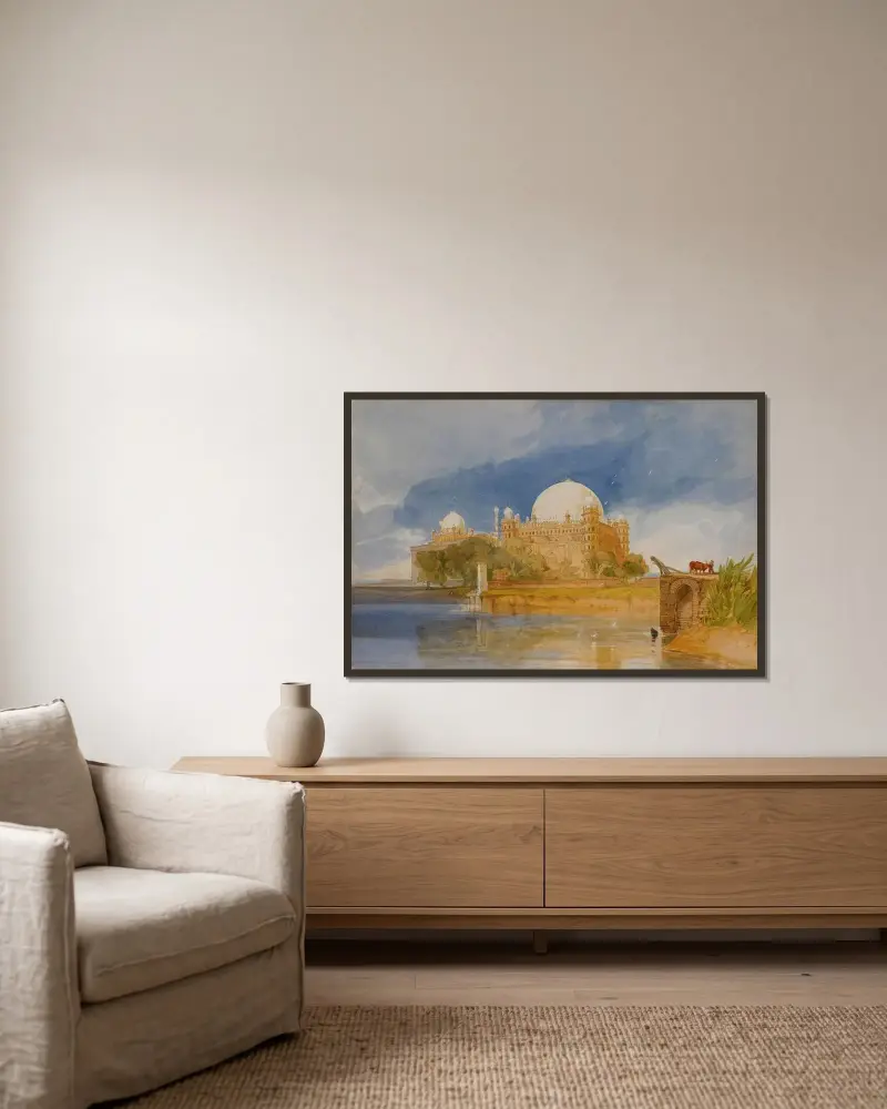 Sultan Mahamed Shahs grav, Bejapore, Indien av John Sell Cotman inramad på en vägg