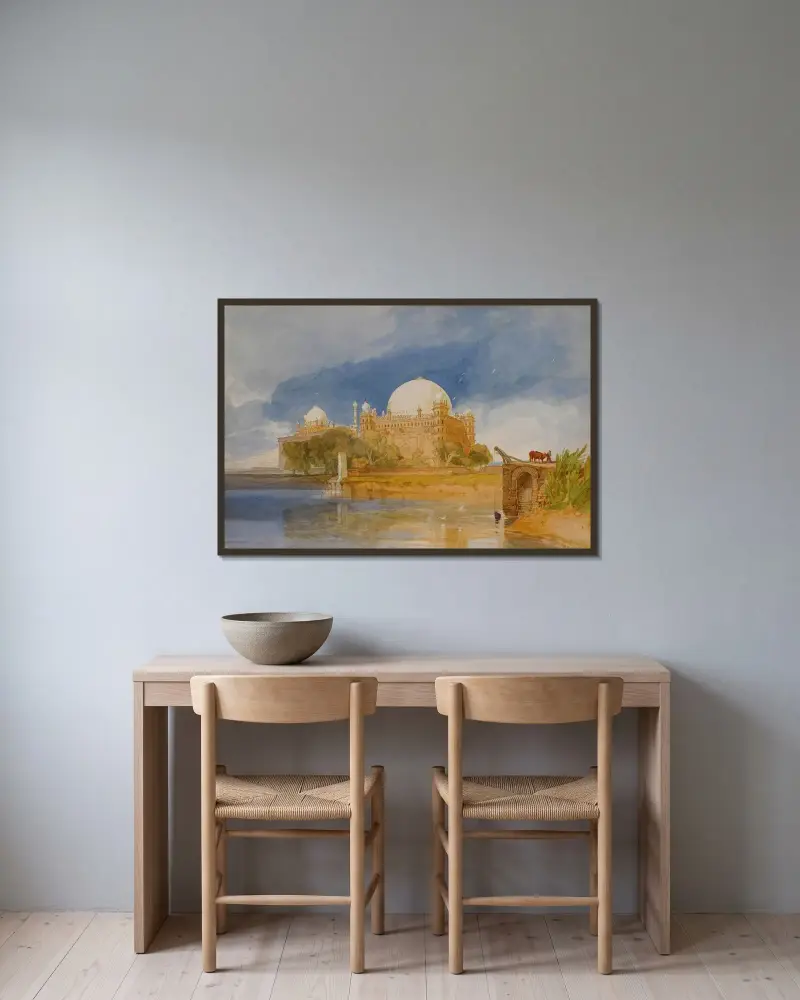 Sultan Mahamed Shahs grav, Bejapore, Indien av John Sell Cotman inramad på en vägg