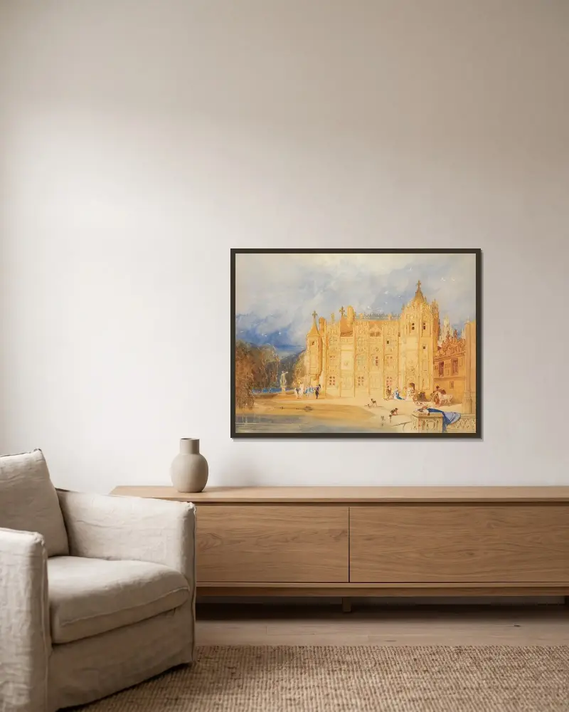 The Abbatial House, Abbey of St. Ouen, Rouen av John Sell Cotman inramad på en vägg