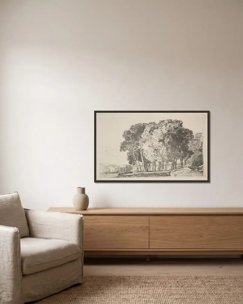 Twickenham av John Sell Cotman inramad på en vägg