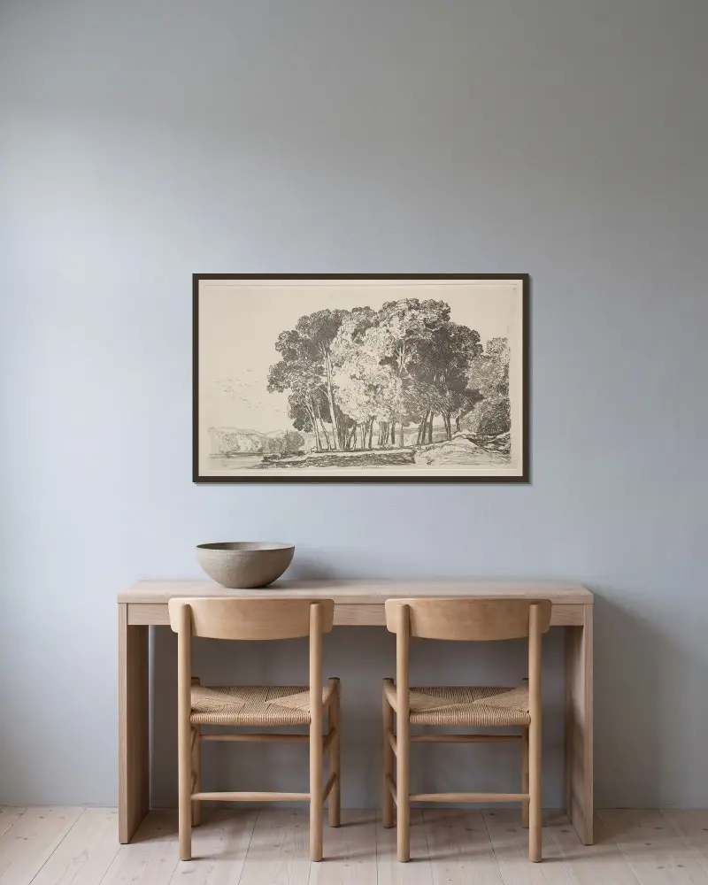 Twickenham av John Sell Cotman inramad på en vägg