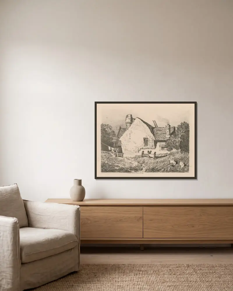 Pohled na Ashdted, Surrey, John Sell Cotman v rámu na stěně