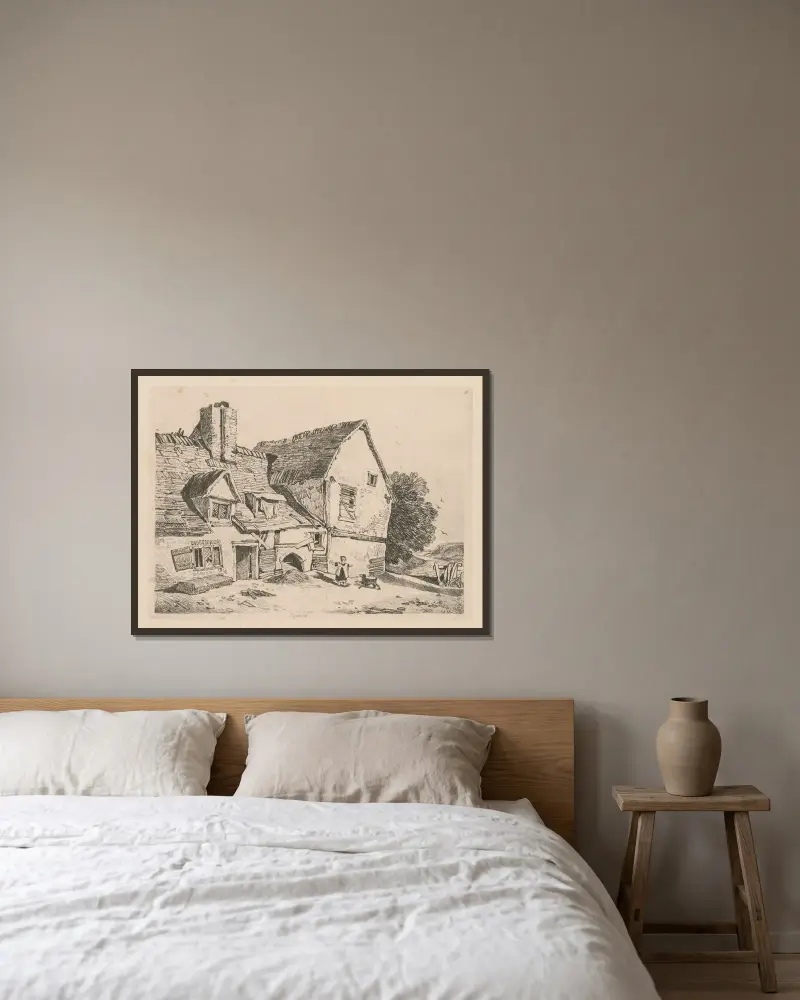 Vy vid Deptford av John Sell Cotman inramad på en vägg