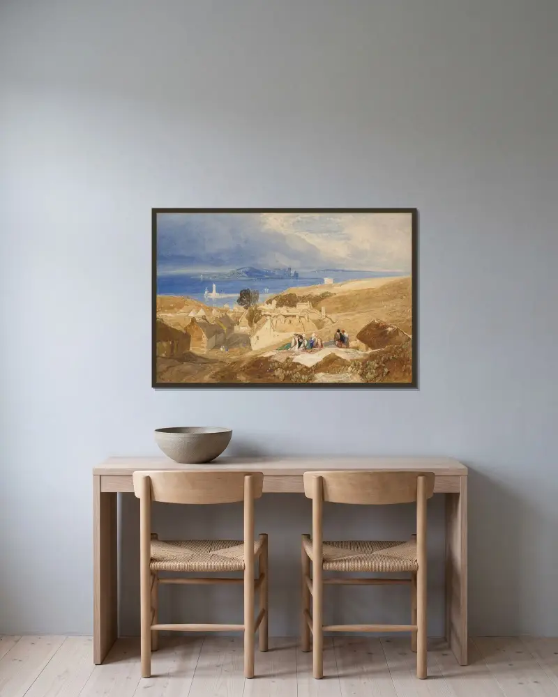 Utsikt över Howth och Ireland's Eye av John Sell Cotman inramad på en vägg