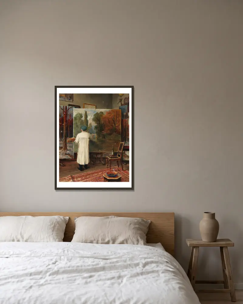 In seinem Atelier av Julius Sergius Klever inramad på en vägg