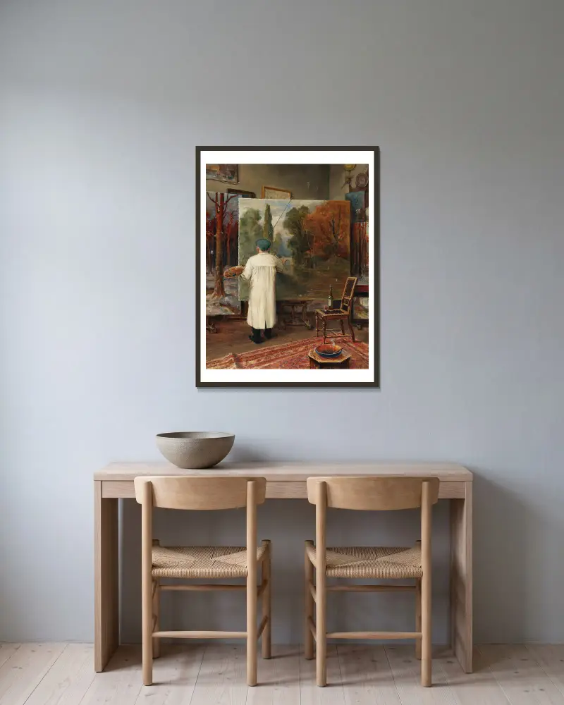 In seinem Atelier av Julius Sergius Klever inramad på en vägg