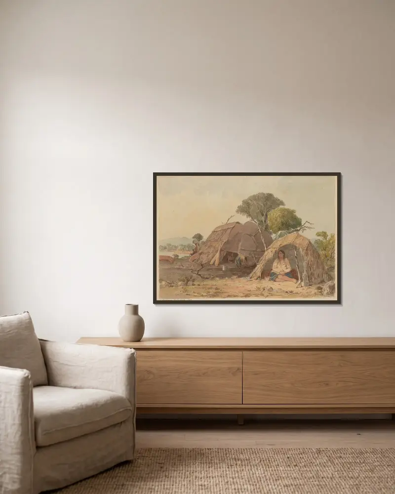 Menstruationshütte von Seth Eastman gerahmt an einer Wand