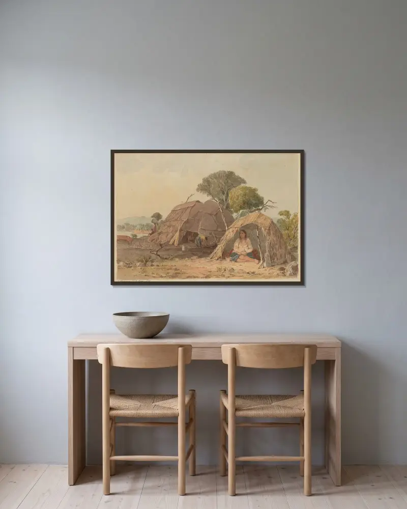 Menstruationshütte von Seth Eastman gerahmt an einer Wand