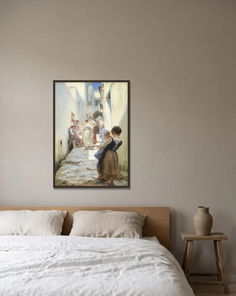 A Street in Torello, Italy av Peder Severin Krøyer inramad på en vägg