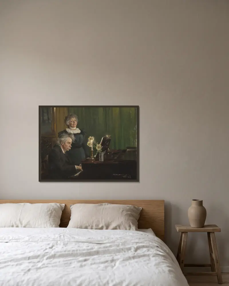 Edvard Grieg and Nina Grieg av Peder Severin Krøyer inramad på en vägg