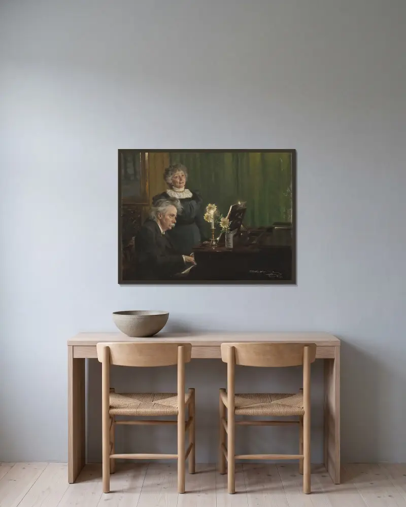 Edvard Grieg and Nina Grieg av Peder Severin Krøyer inramad på en vägg