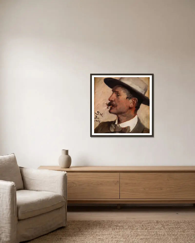 Hans Gyde Petersen, 1907 von Peder Severin Krøyer gerahmt an einer Wand