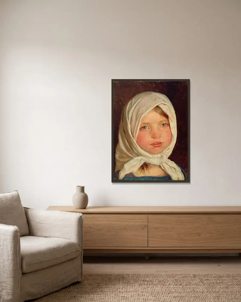 Little girl from Hornbæk av Peder Severin Krøyer inramad på en vägg