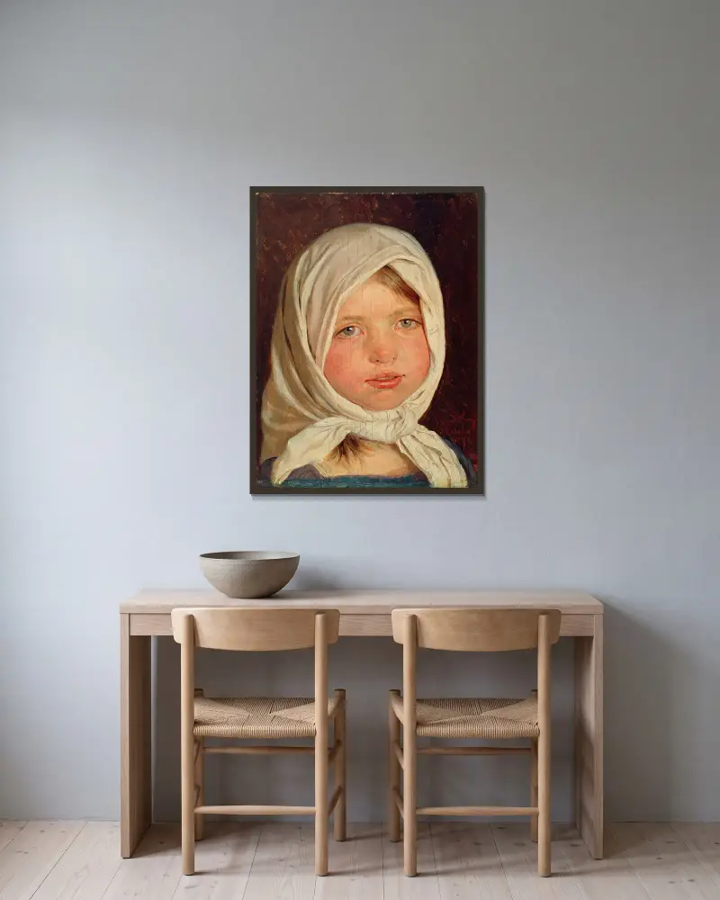 Little girl from Hornbæk av Peder Severin Krøyer inramad på en vägg