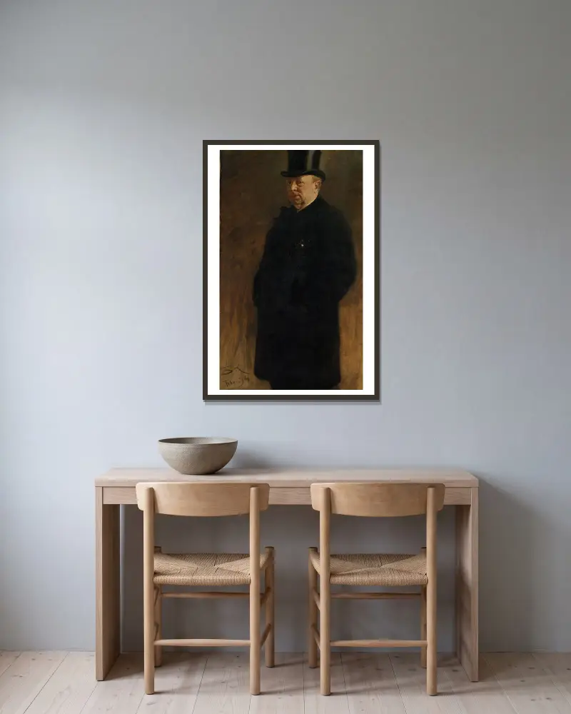 Portrait of a Man (study for The Copenhagen Stock Exchange) av Peder Severin Krøyer inramad på en vägg