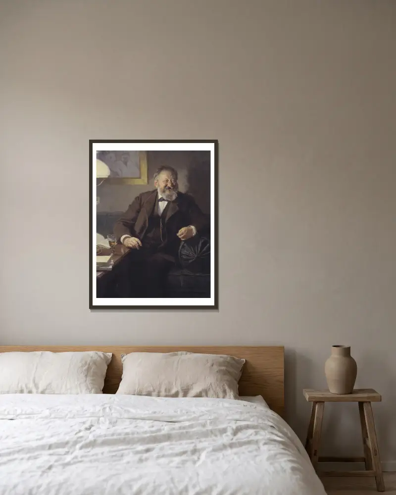The Author Sophus Schandorph av Peder Severin Krøyer inramad på en vägg