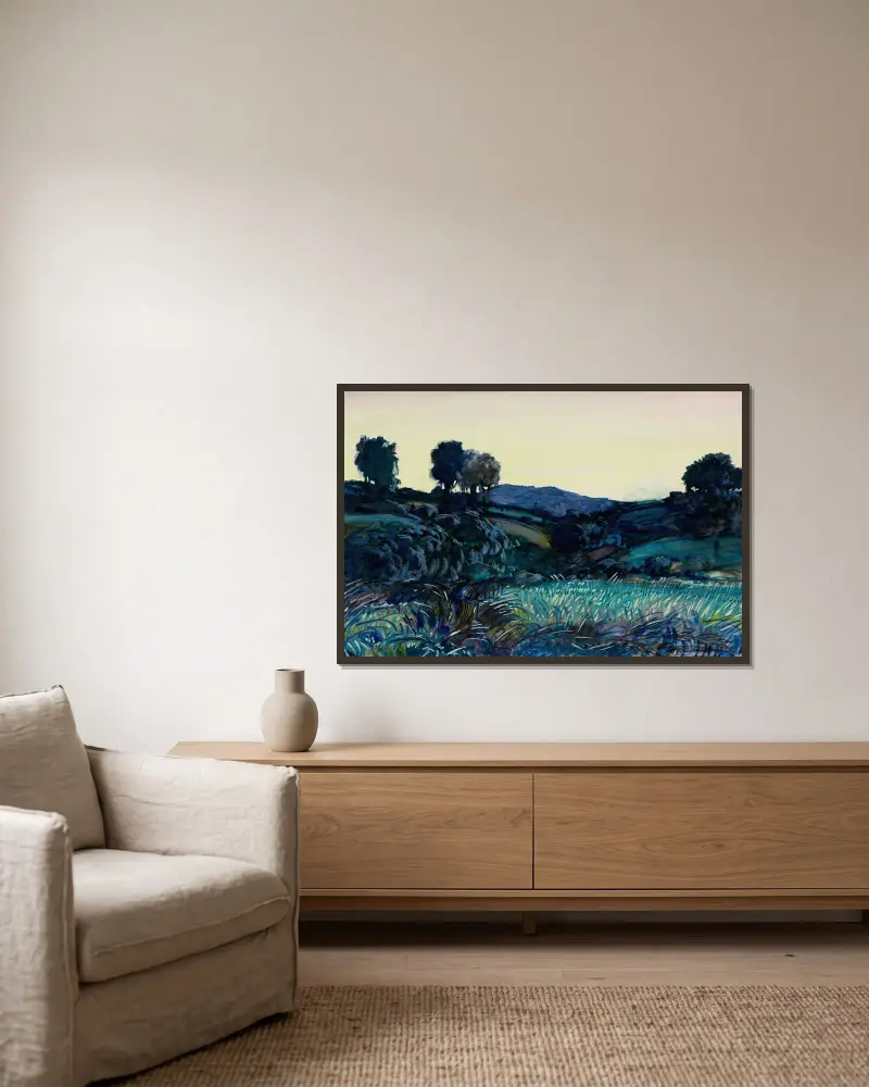 Abendglühen von Donald Shaw MacLaughlan gerahmt an einer Wand