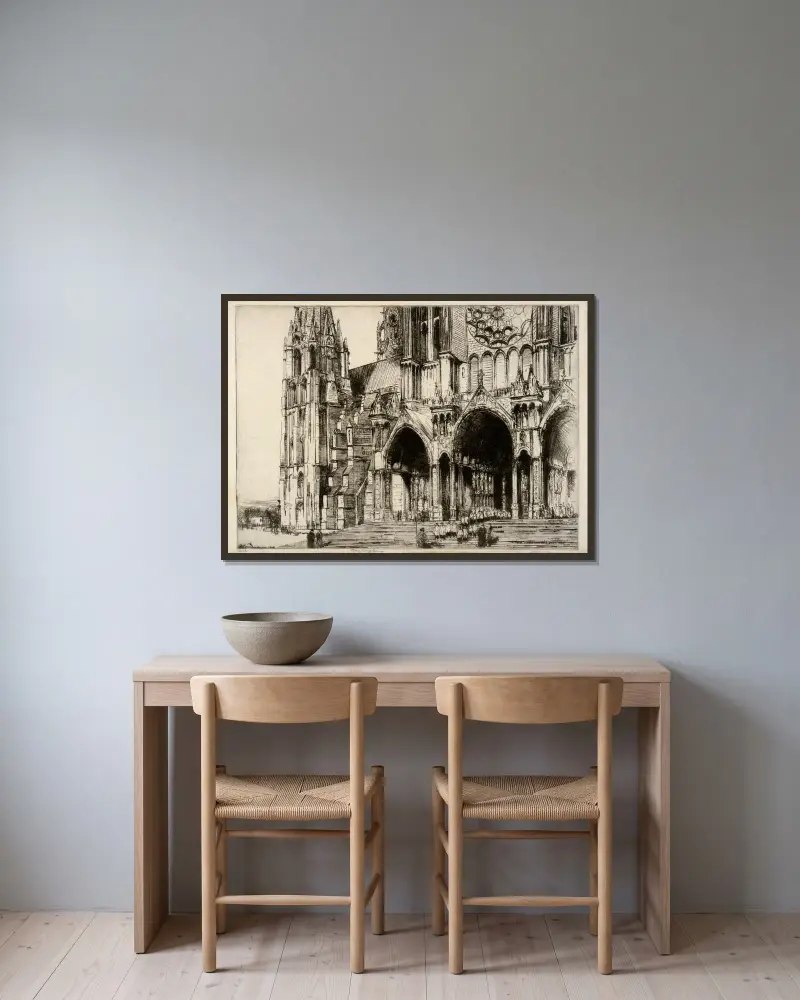 Chartres, South Portal av Donald Shaw MacLaughlan inramad på en vägg