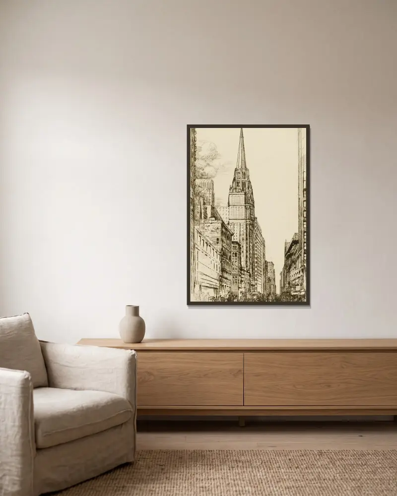 Chicago, die Kathedrale von Donald Shaw MacLaughlan gerahmt an einer Wand