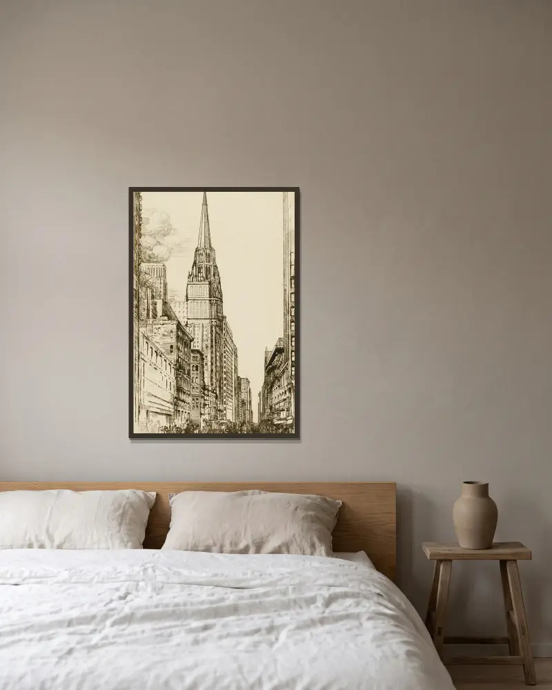 Chicago, die Kathedrale von Donald Shaw MacLaughlan gerahmt an einer Wand