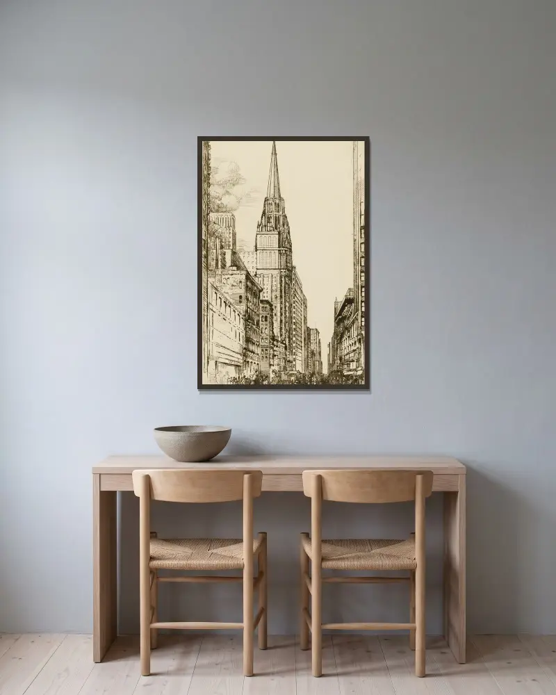 Chicago, die Kathedrale von Donald Shaw MacLaughlan gerahmt an einer Wand