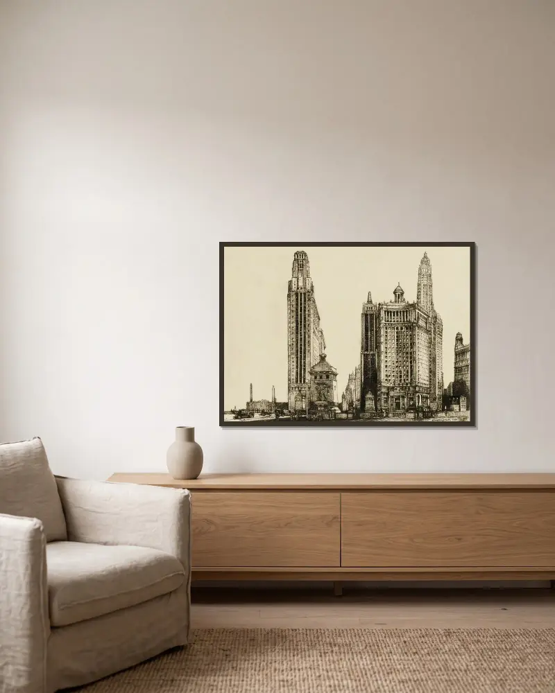 Chicago, the Gateway av Donald Shaw MacLaughlan inramad på en vägg