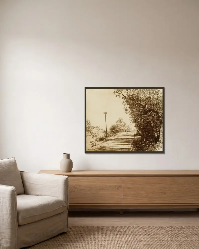Iden Roadside von Donald Shaw MacLaughlan gerahmt an einer Wand