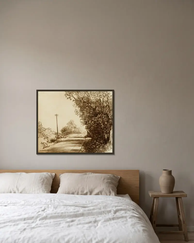 Iden Roadside von Donald Shaw MacLaughlan gerahmt an einer Wand