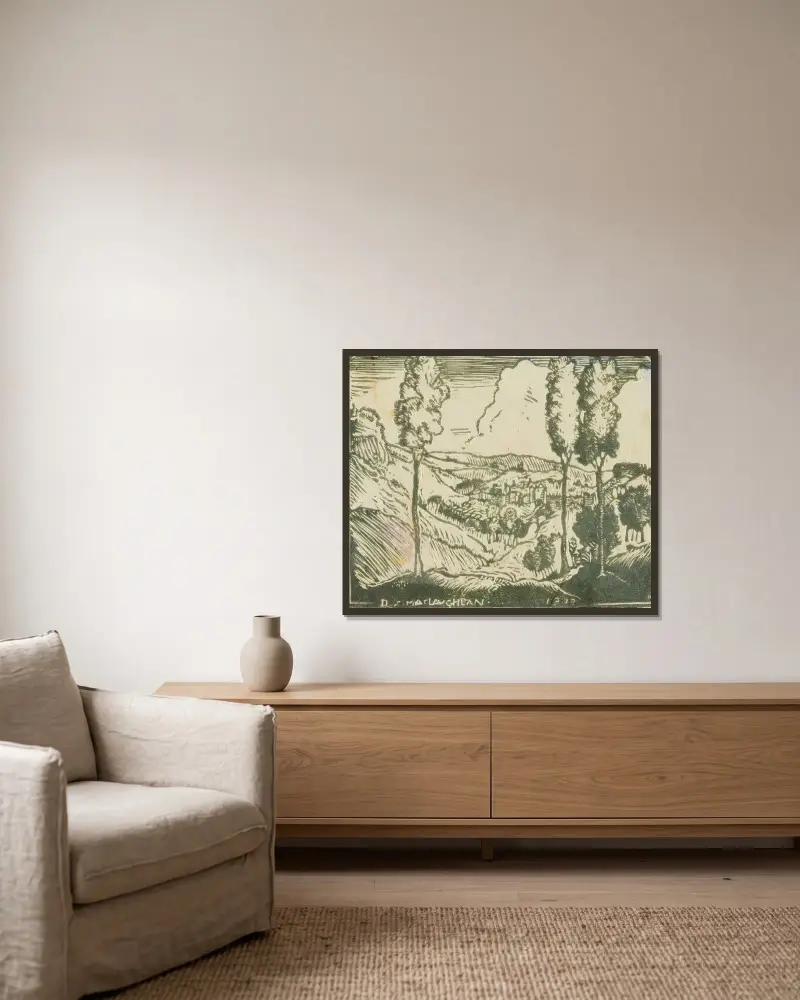 Landschaft von Donald Shaw MacLaughlan gerahmt an einer Wand