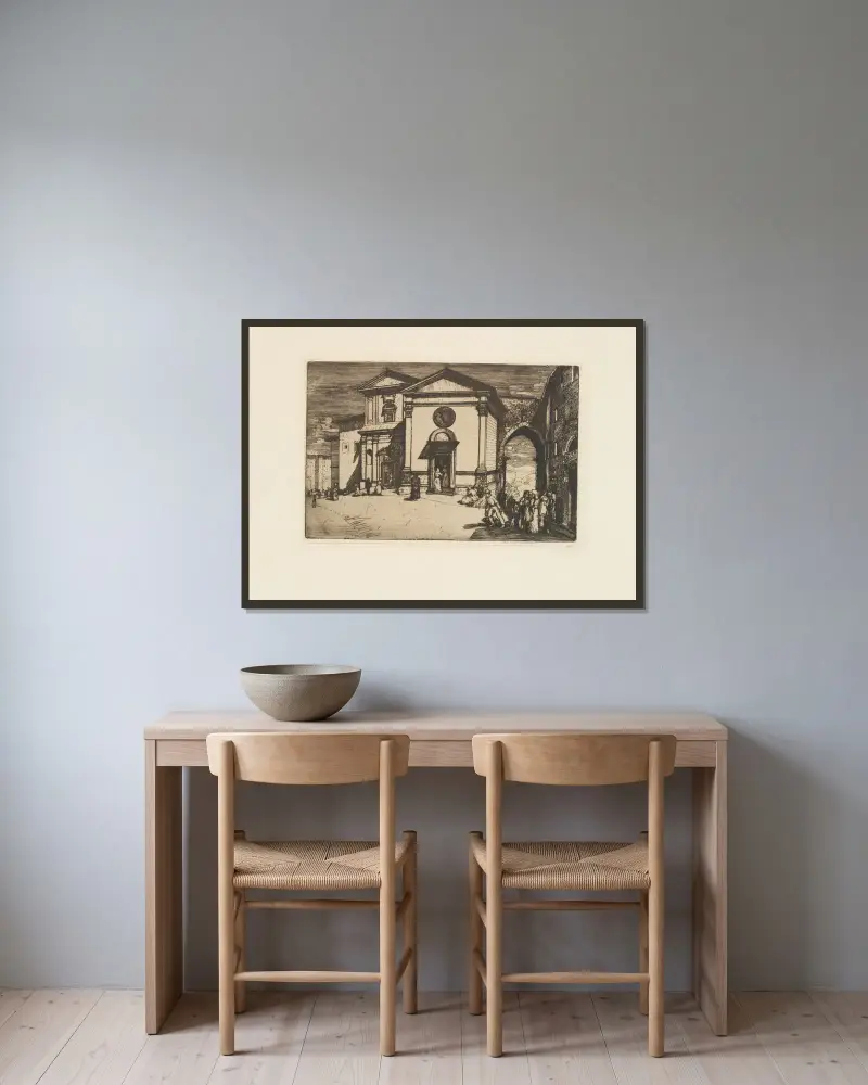 Perugia av Donald Shaw MacLaughlan inramad på en vägg